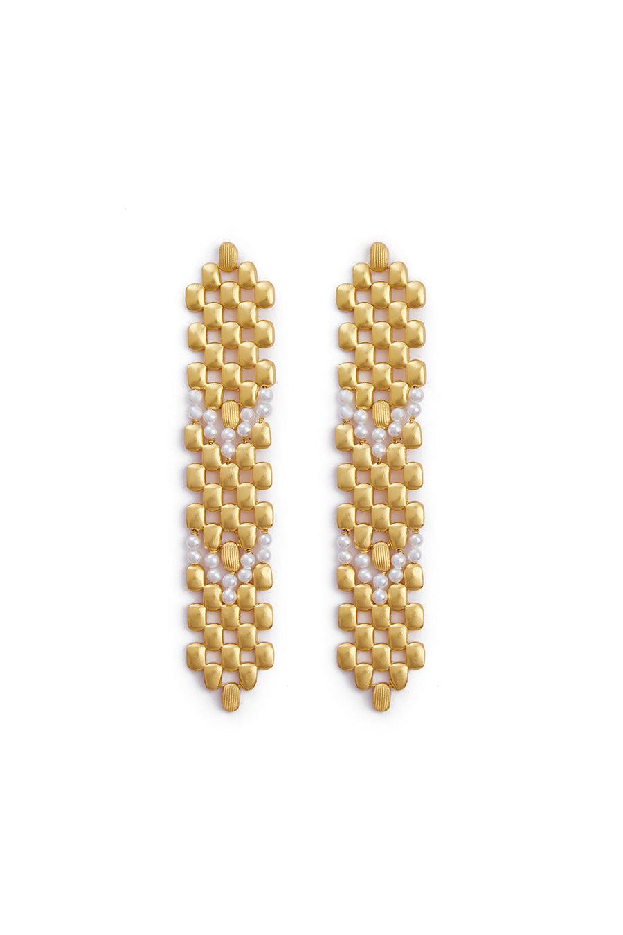 Gold Pearly Rain Dangler Earrings