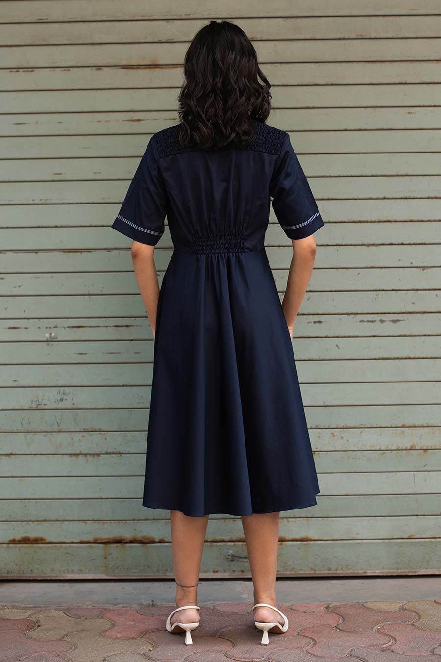 Navy Blue Ruching Dress