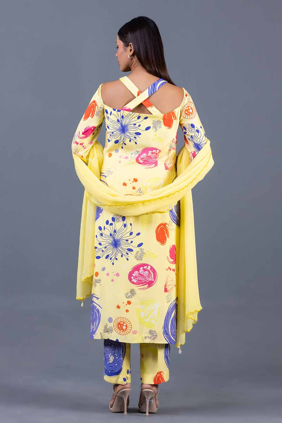 Yellow Saddle Printed Kurta Set