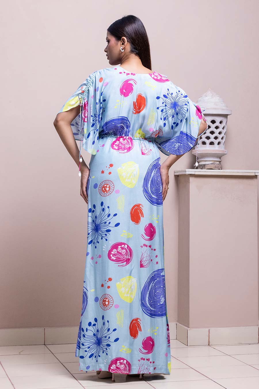 Blue Elkhorn Printed Kaftan & Pant Set