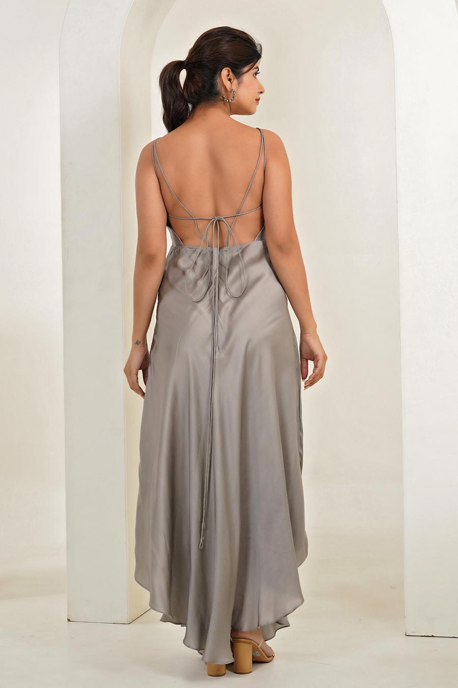 Grey Backless Dress