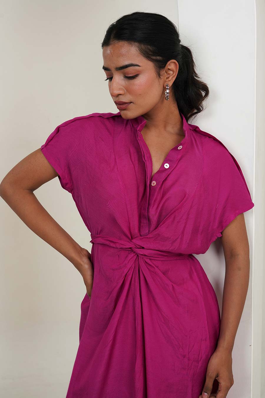 Fuschia Pink Knotted Dress