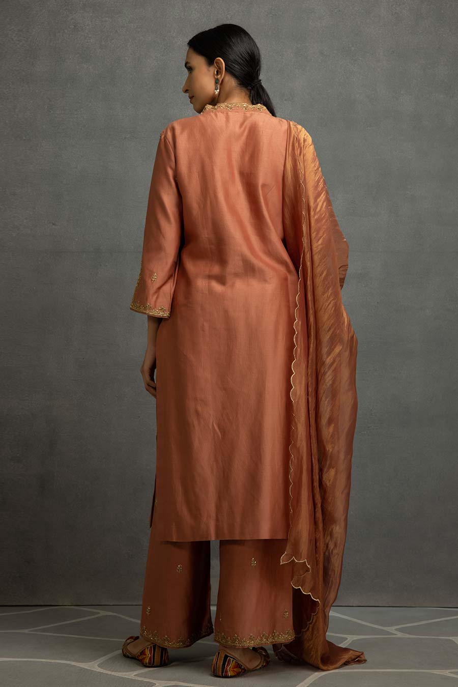 Light Brown Embroidered Kurta Set