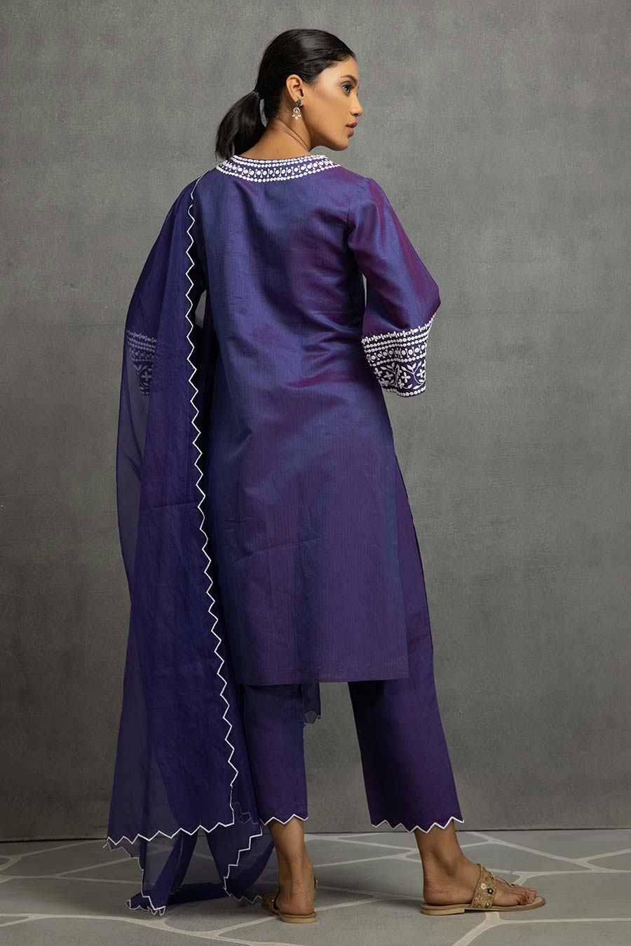 Purple Embroidered Kurta Set