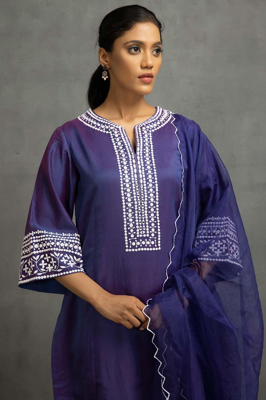 Purple Embroidered Kurta Set