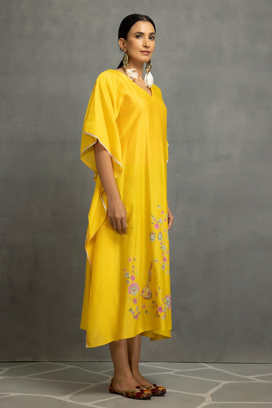 Yellow Embellished Kaftan