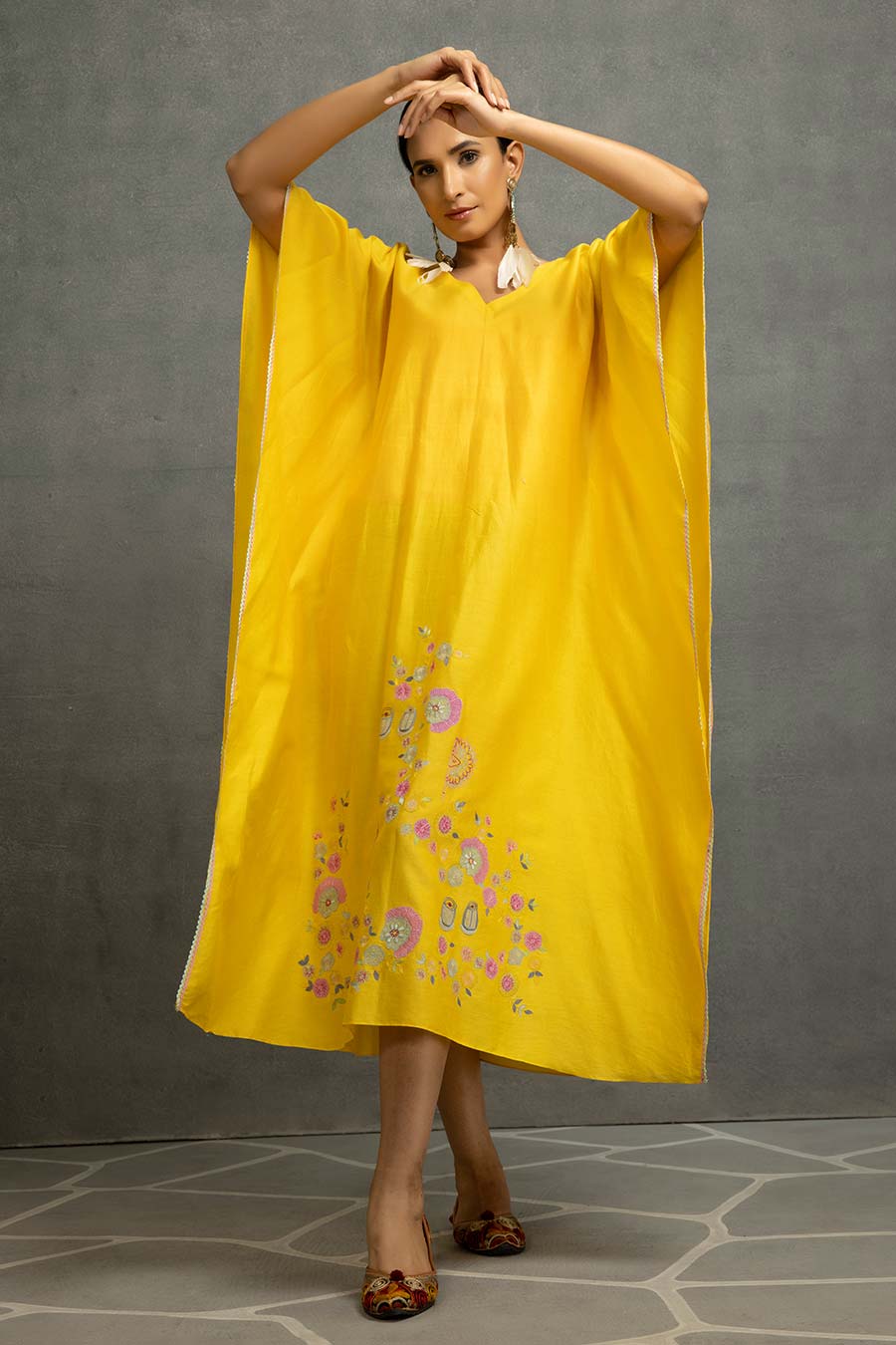 Yellow Embellished Kaftan