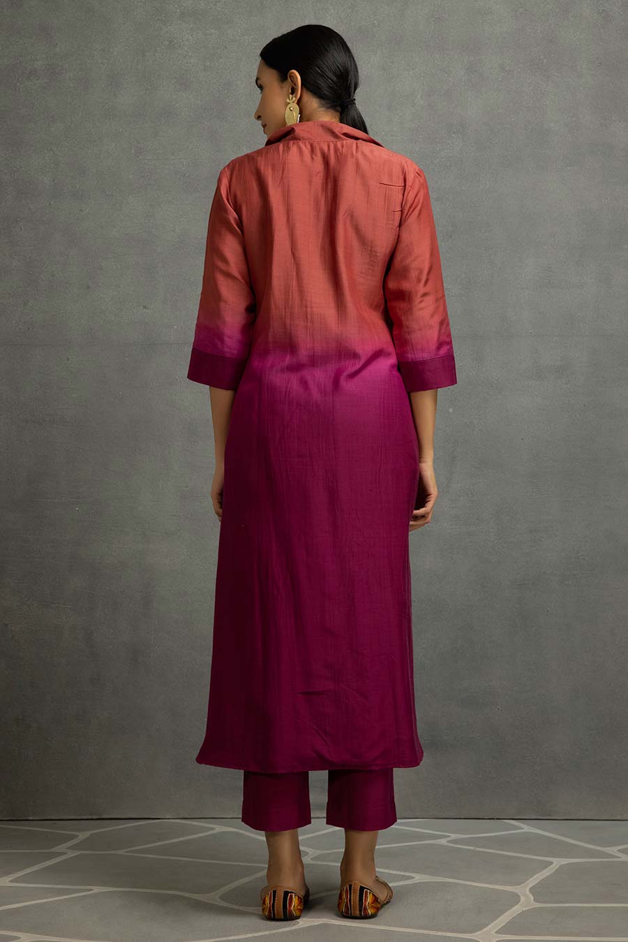 Purple Ombre Embellished High-Low Kurta & Pant Set