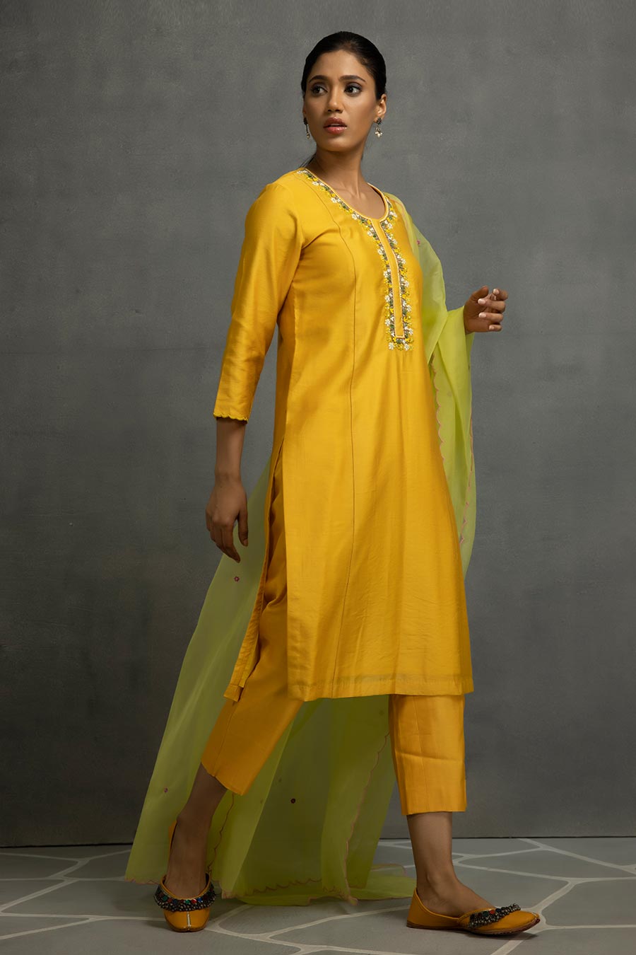 Yellow Embellished Kurta Set