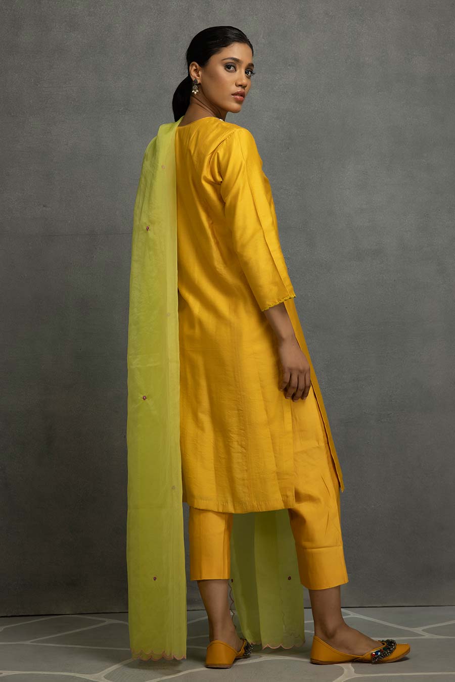 Yellow Embellished Kurta Set