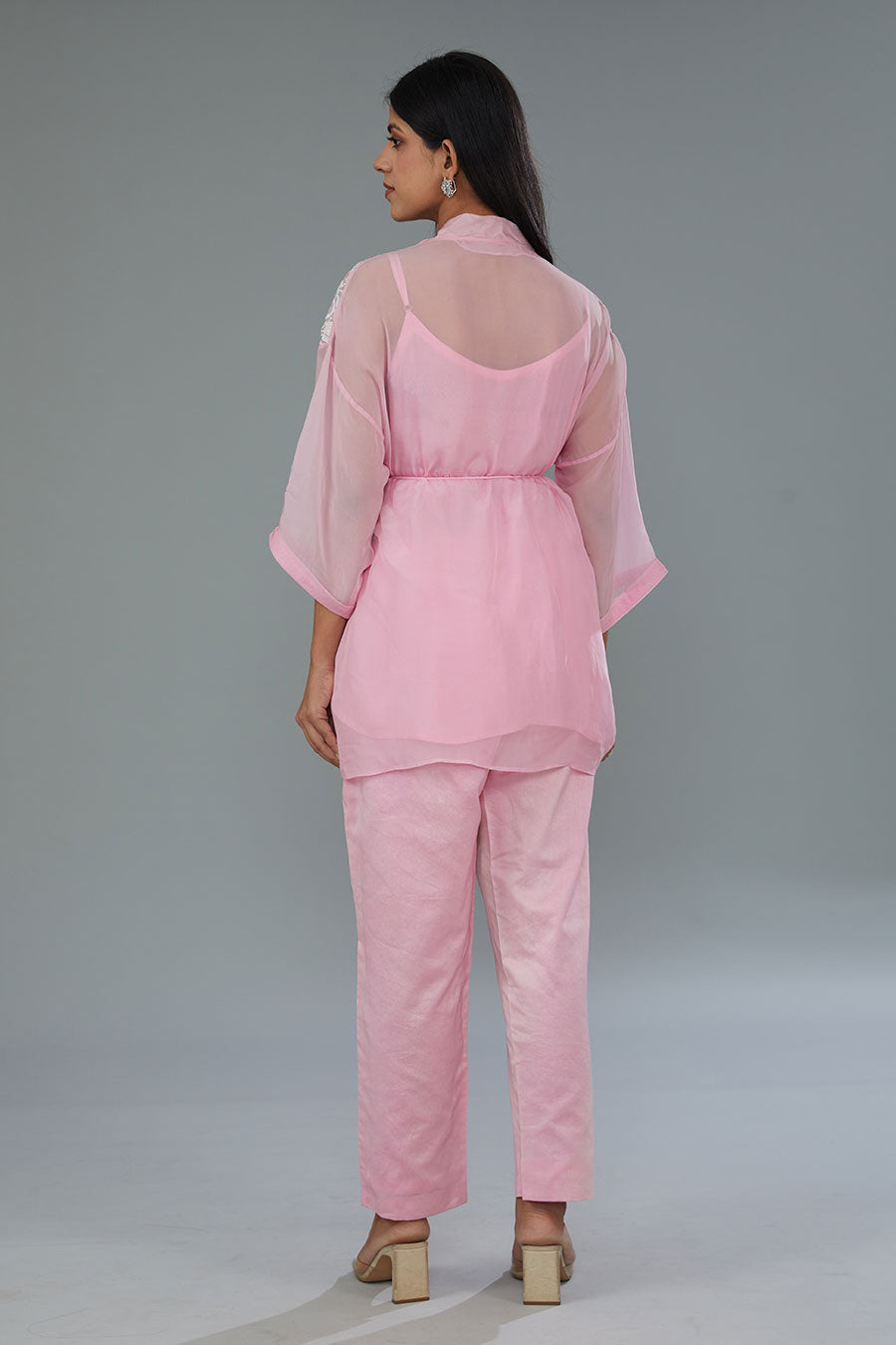 Pink Embroidered Shirt & Pant Co-Ord Set