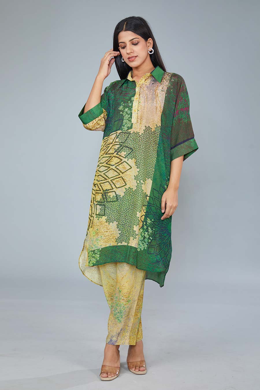 Multicolour Printed Tunic & Pant Set