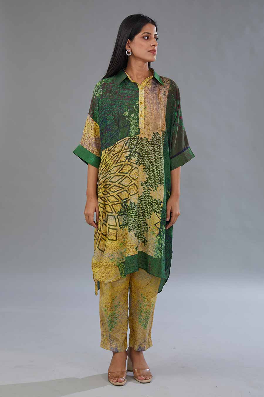 Multicolour Printed Tunic & Pant Set