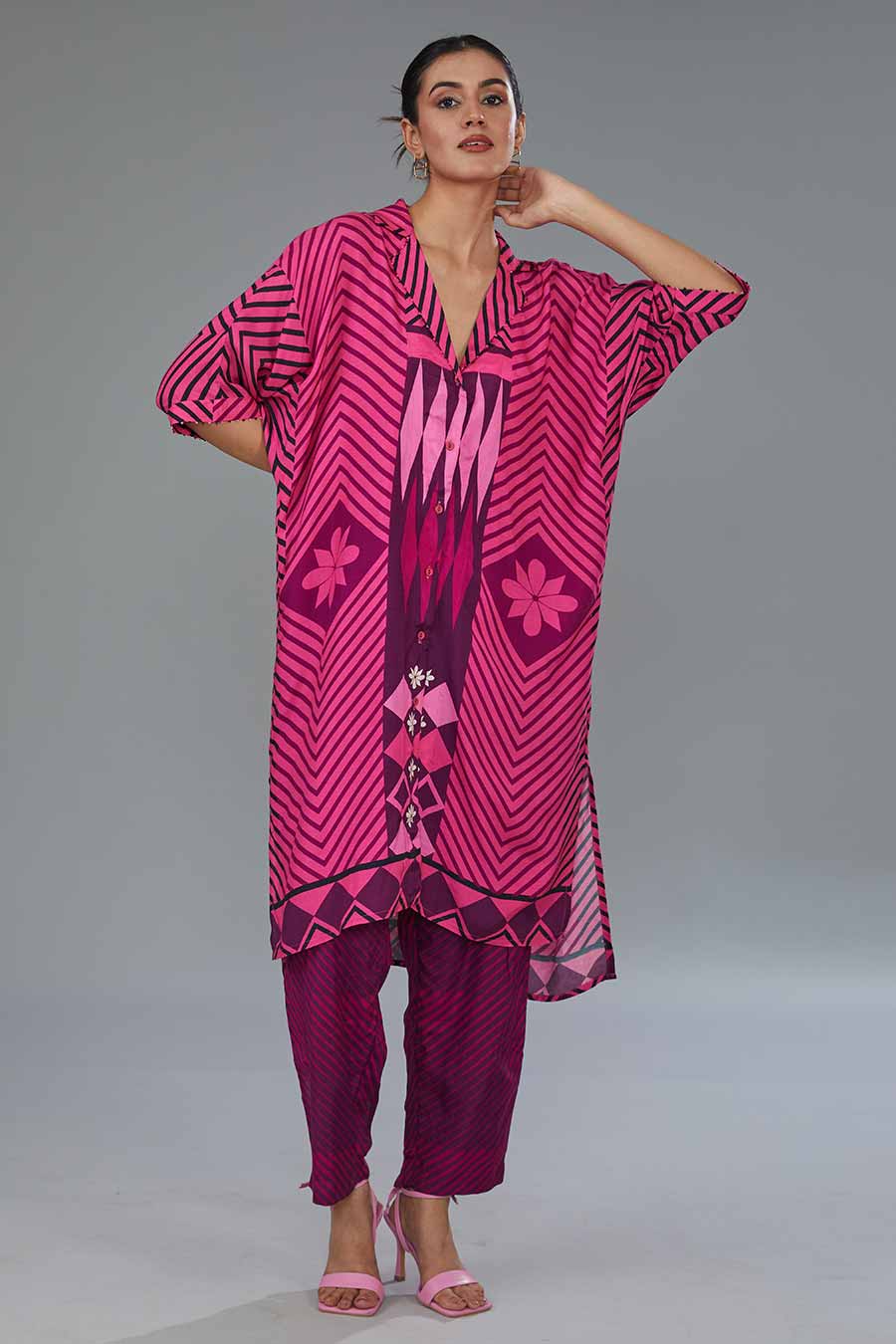 Pink Printed Tunic & Pant Set