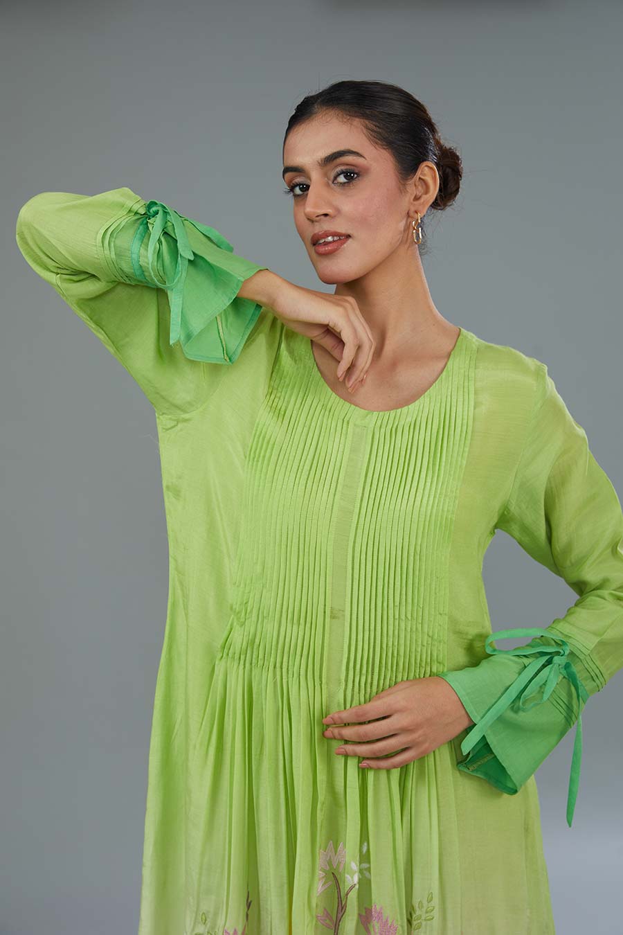 Green Ombre Pintuck Dress