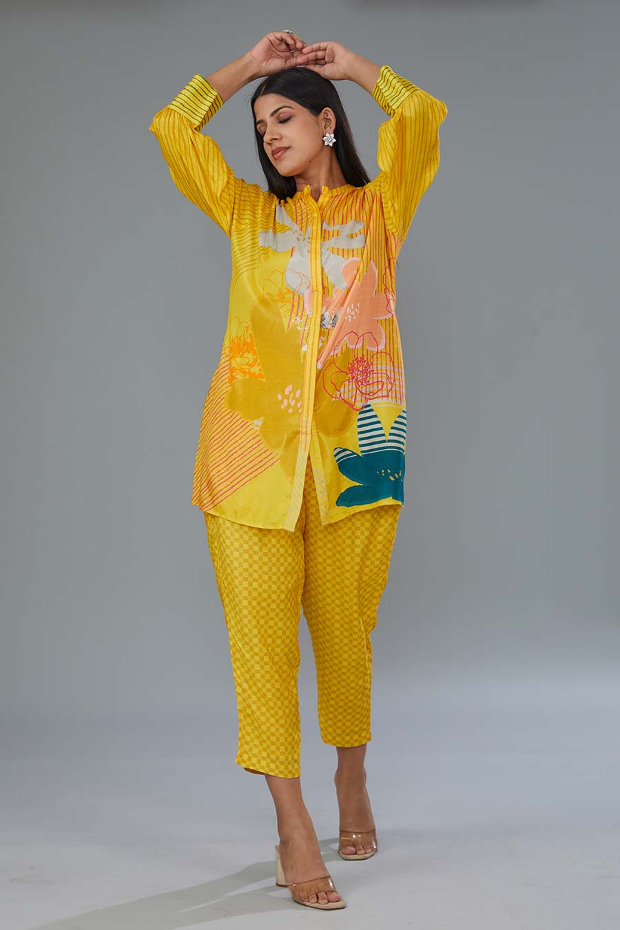 Yellow Printed Tunic & Pant Set