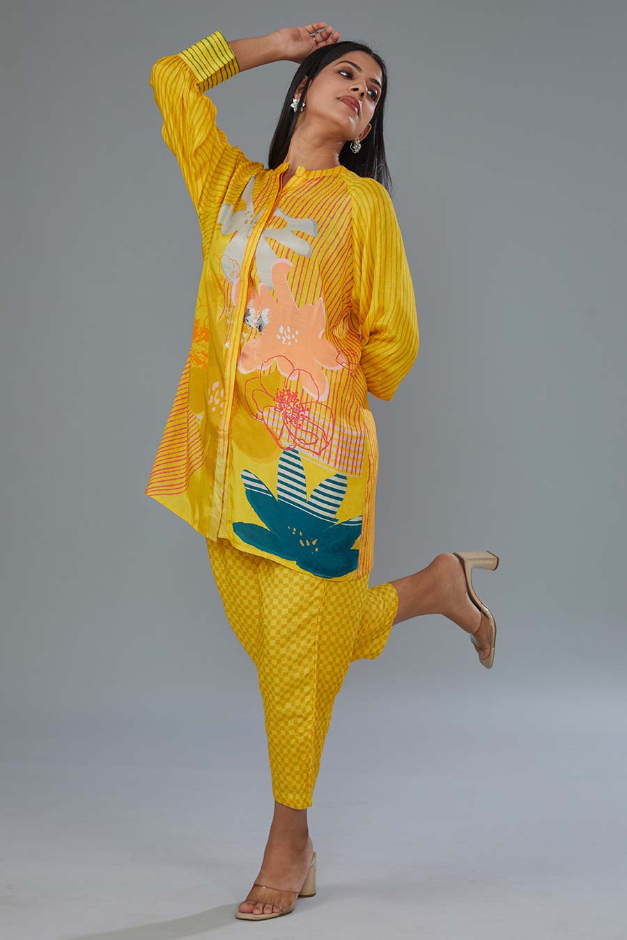 Yellow Printed Tunic & Pant Set