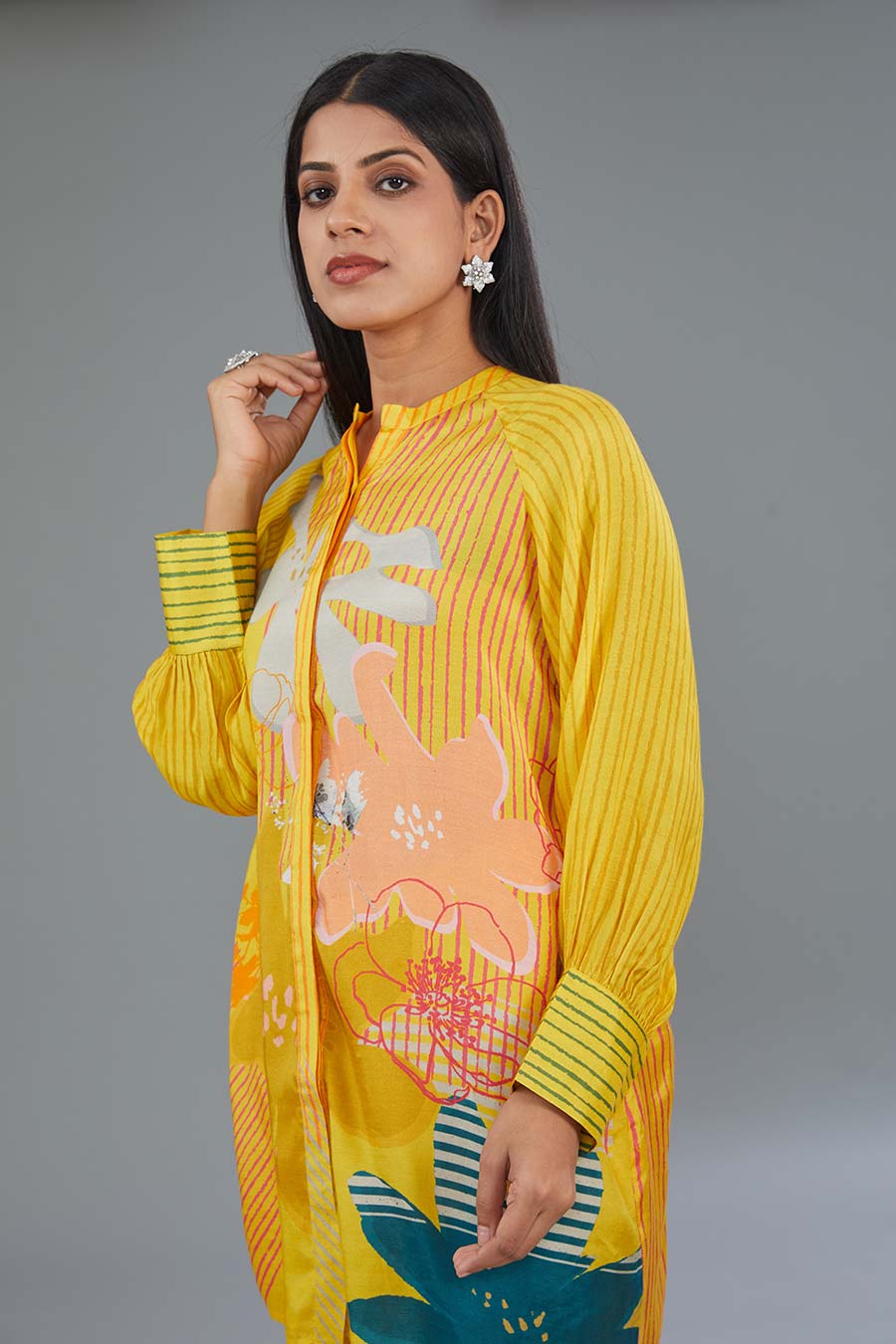 Yellow Printed Tunic & Pant Set