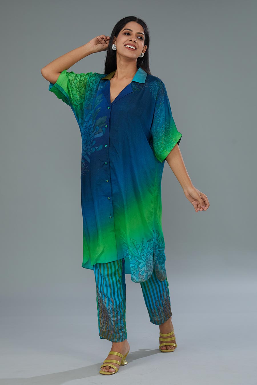 Multicolour Printed Tunic & Pant Set