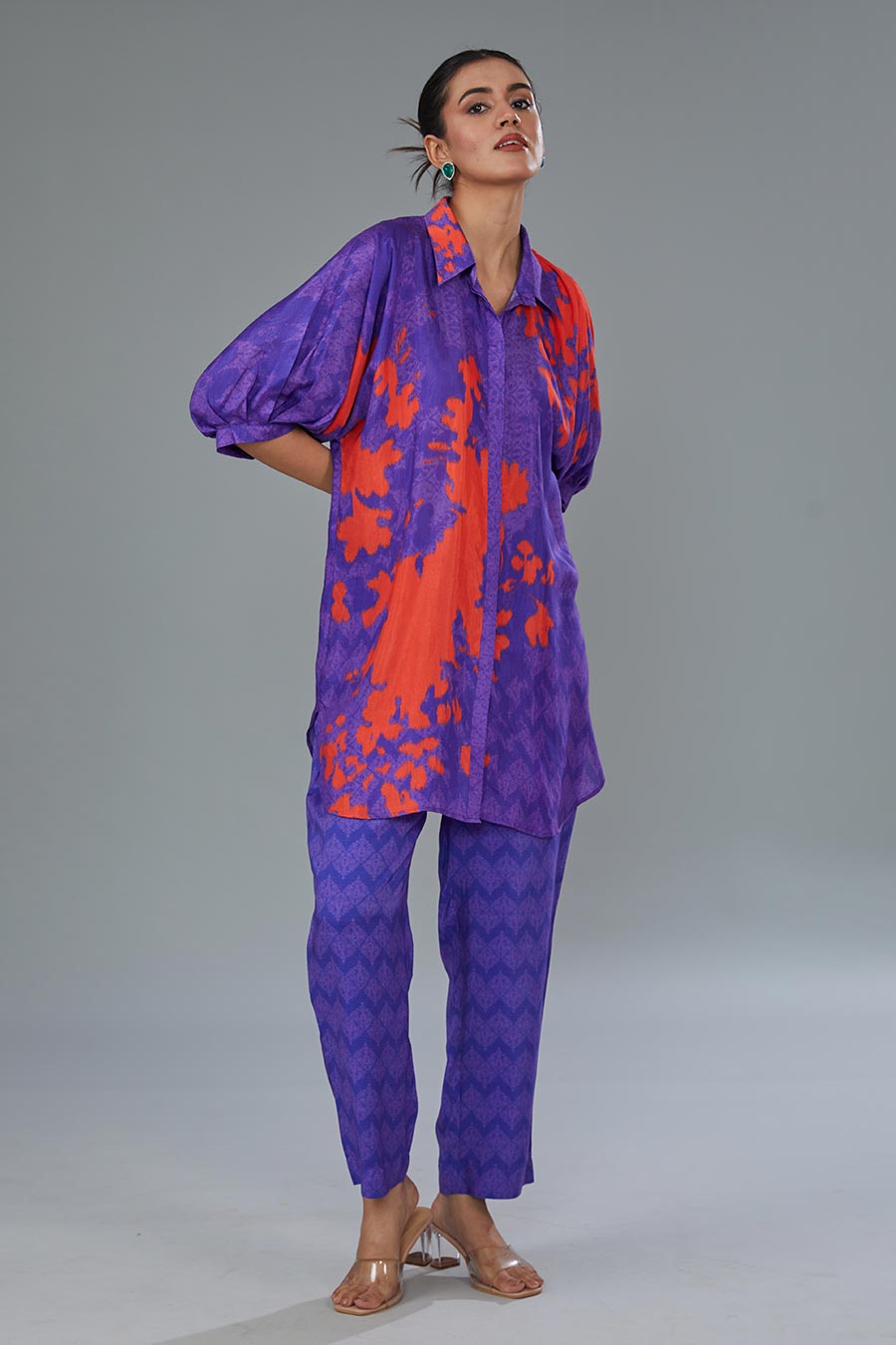 Purple Printed Tunic & Pant Set