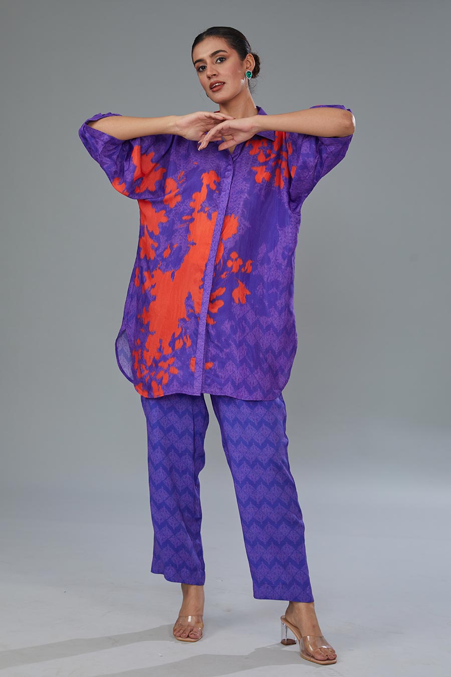 Purple Printed Tunic & Pant Set