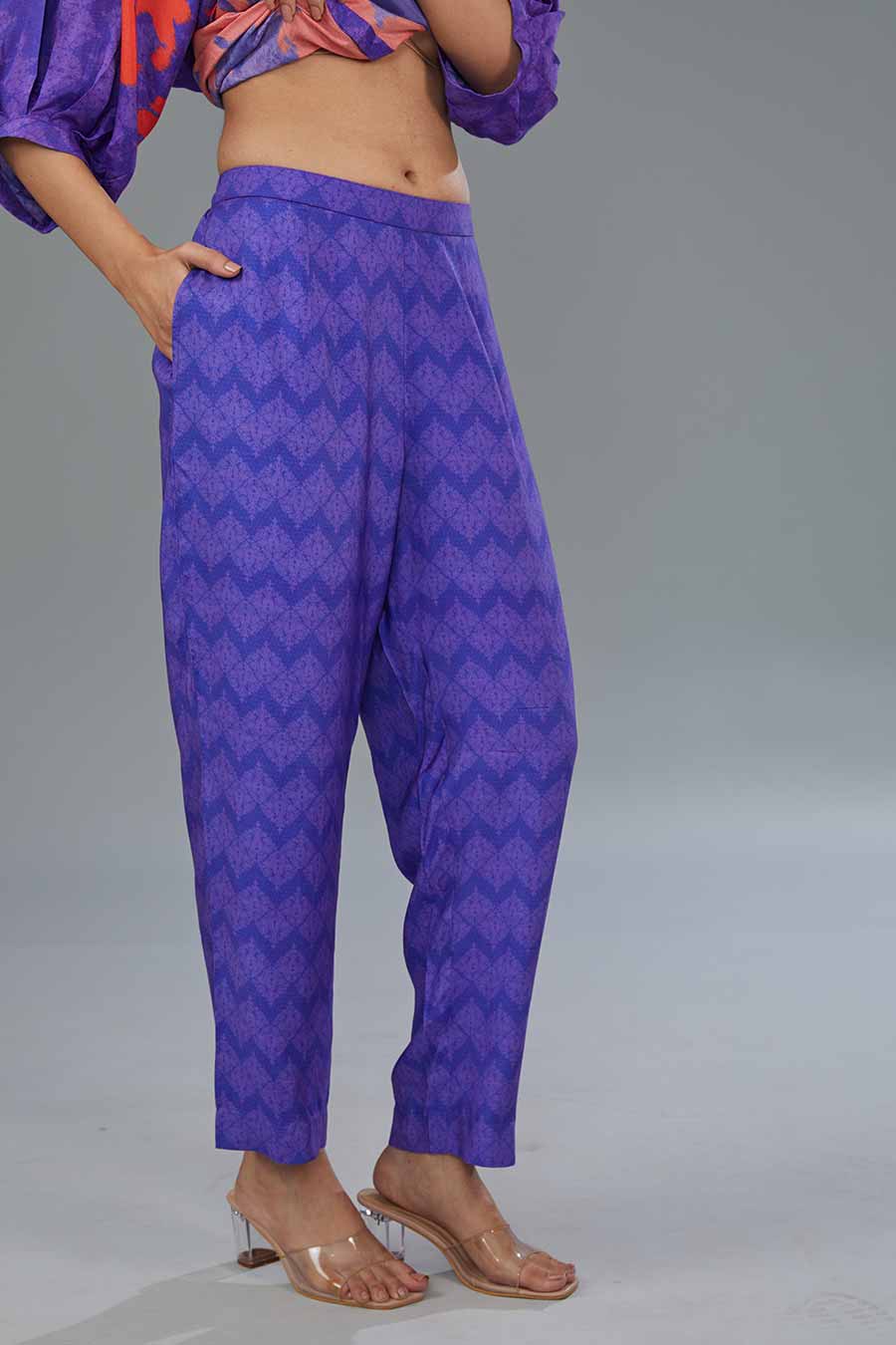 Purple Printed Tunic & Pant Set