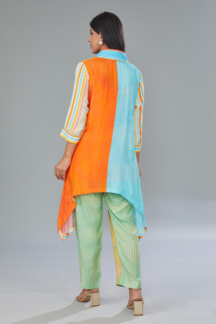 Multicolour Printed Asymmetric Tunic & Pant Set