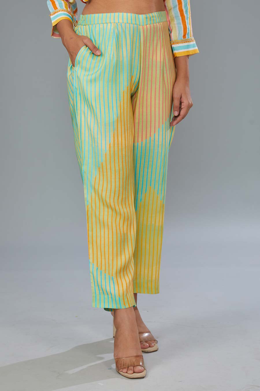 Multicolour Printed Asymmetric Tunic & Pant Set