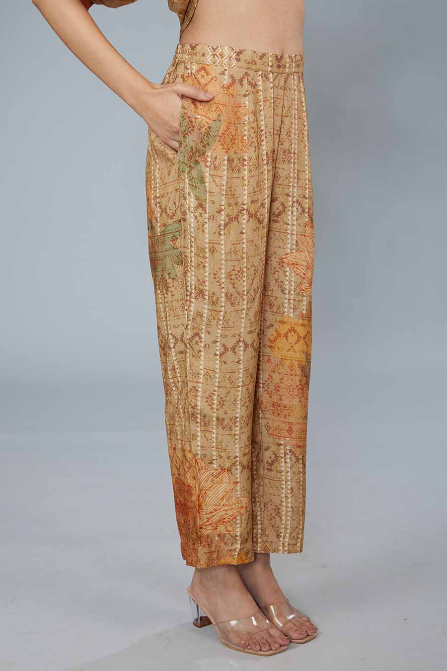 Brown Printed Kurta & Pant Set