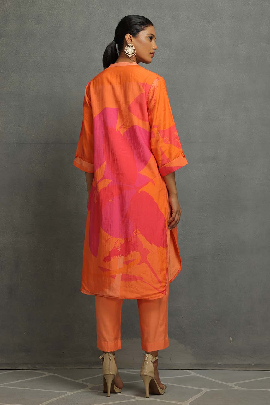 Orange Printed Kurta & Pant Set