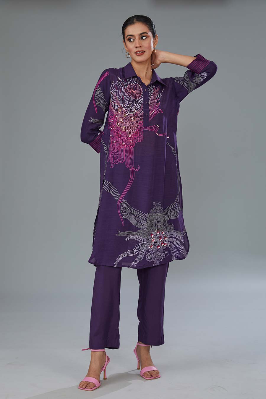 Purple Printed Kurta & Pant Set