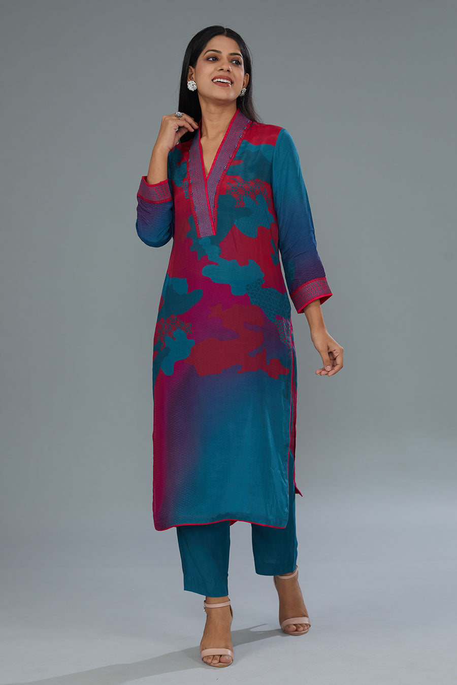 Blue Printed Kurta & Pant Set