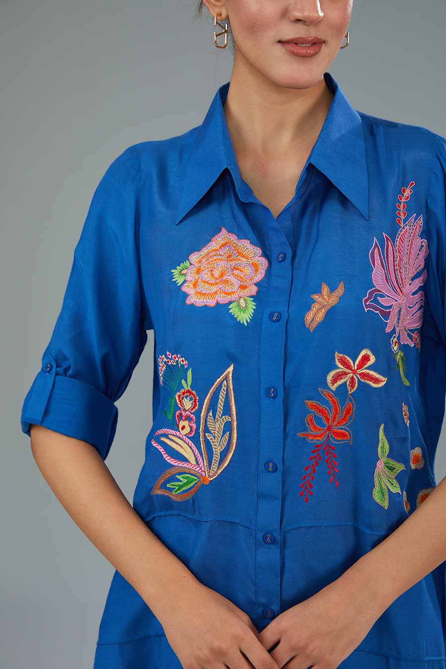 Blue Embroidered Shirt