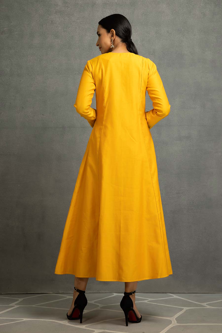 Yellow Embellished Long Dress