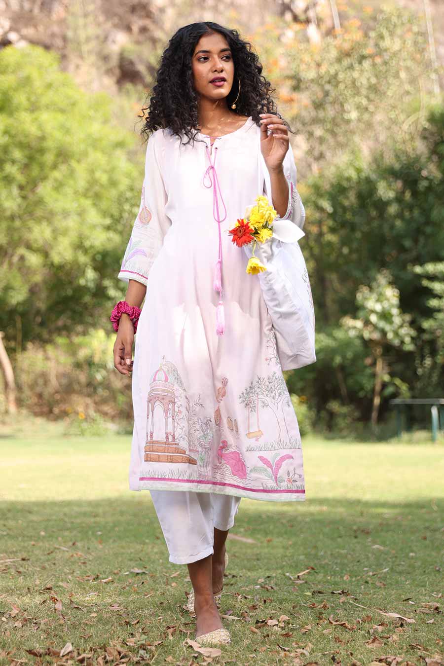 White Embroidered Kurta & Pant Set