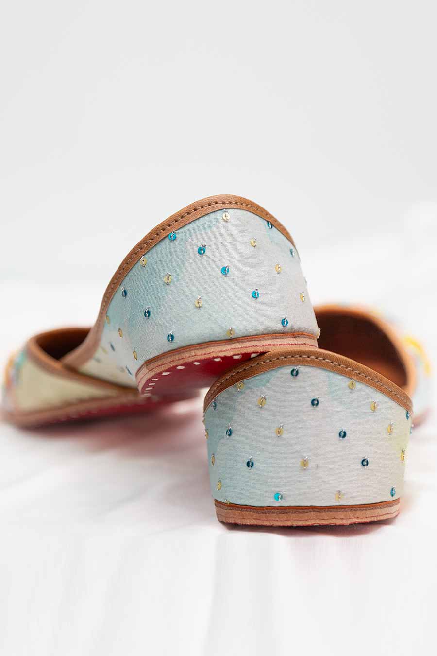 Pastel Blue Peppy Melody Embroidered Jutti