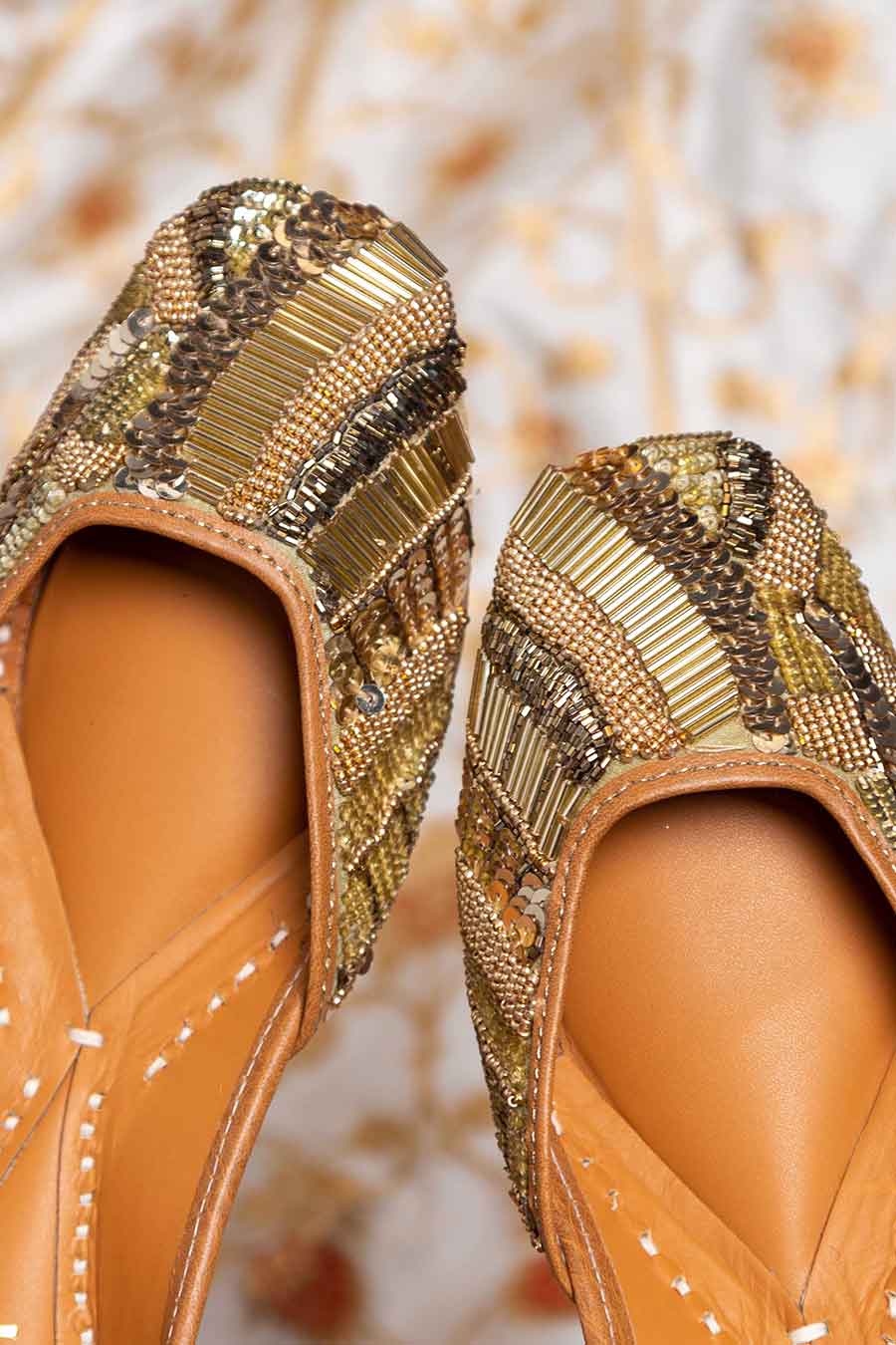 Gold Fearless Spark Embroidered Jutti