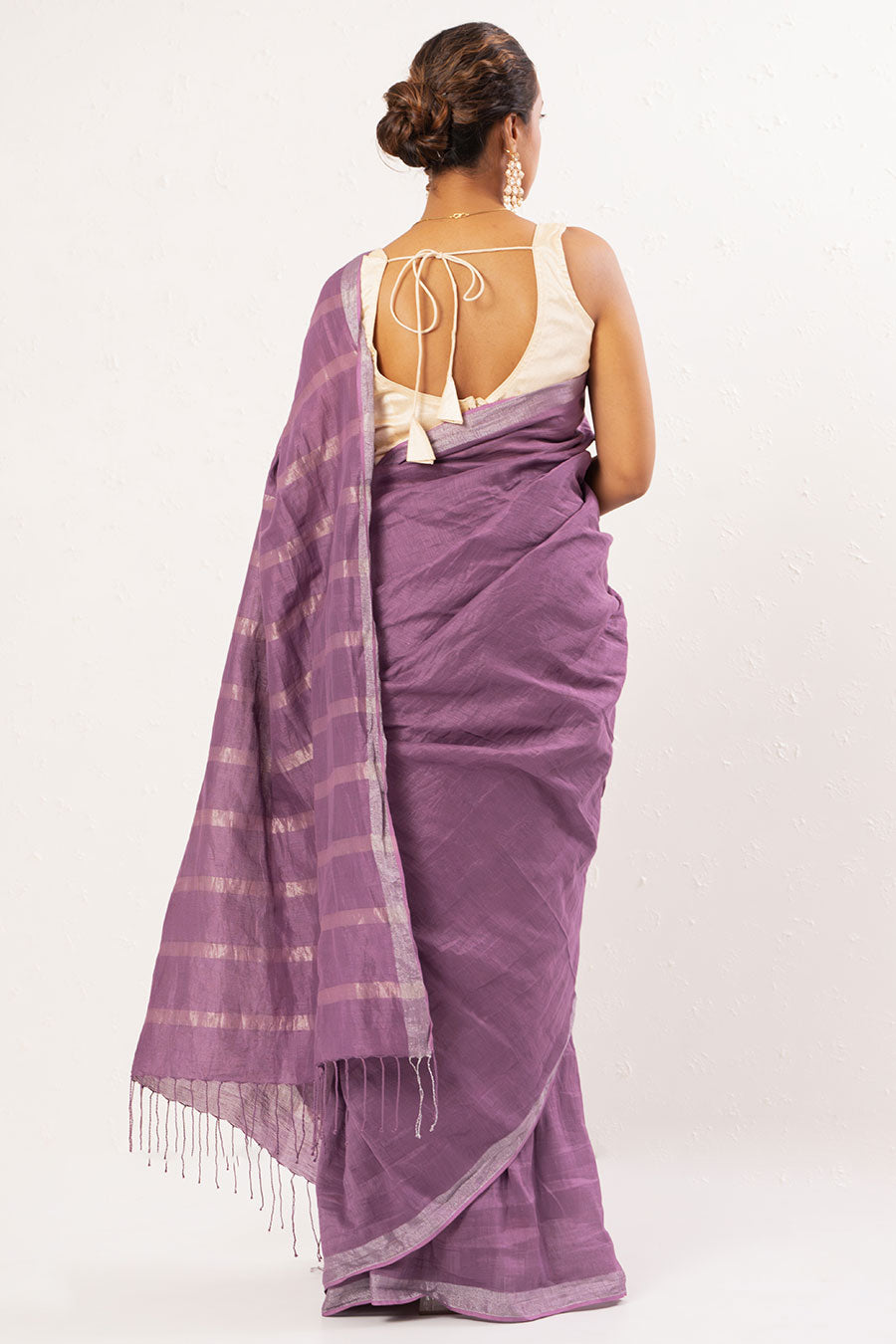 Purple Handwoven Linen Saree