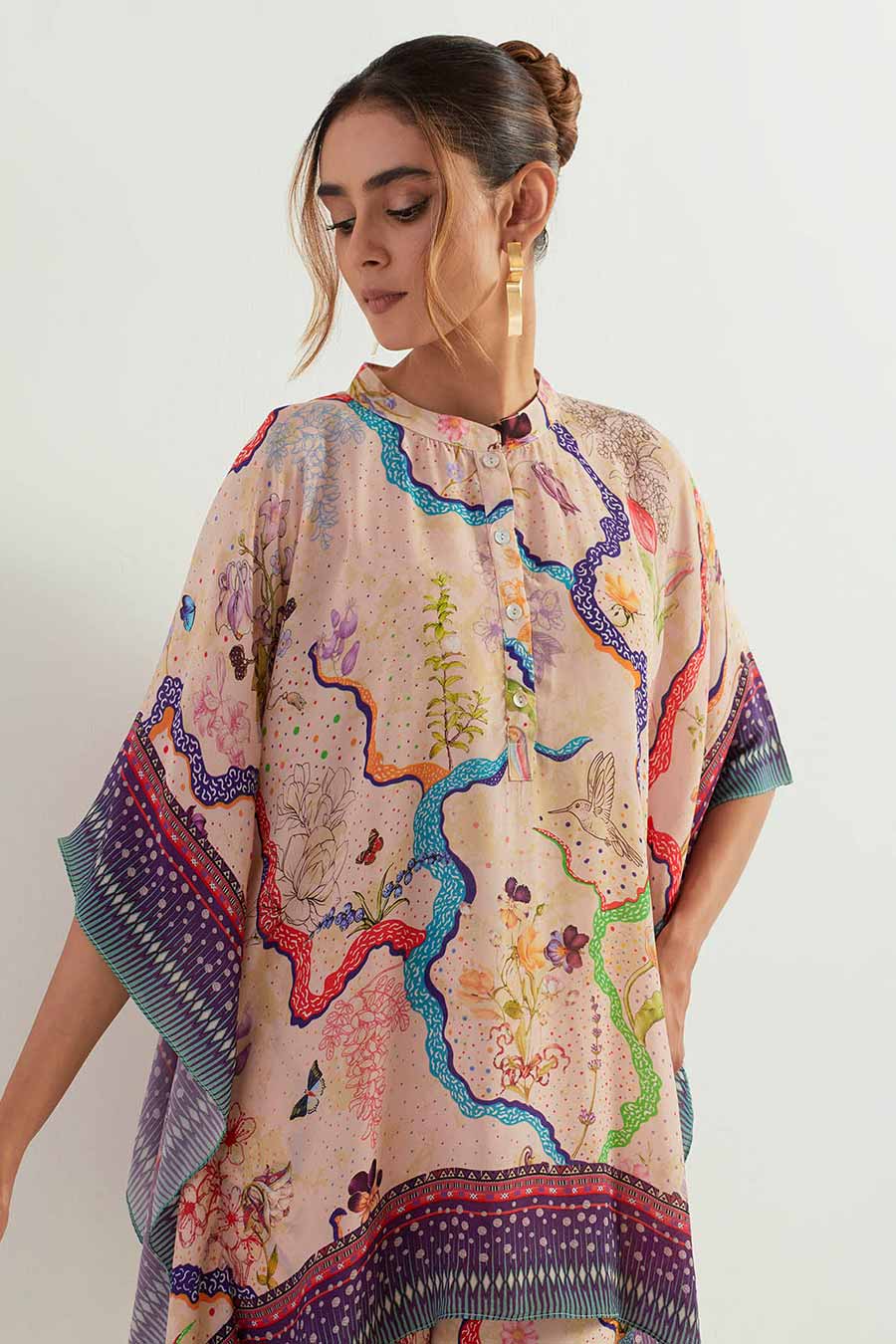 Eclectic Printed Poncho Top & Pants Co-Ord Set