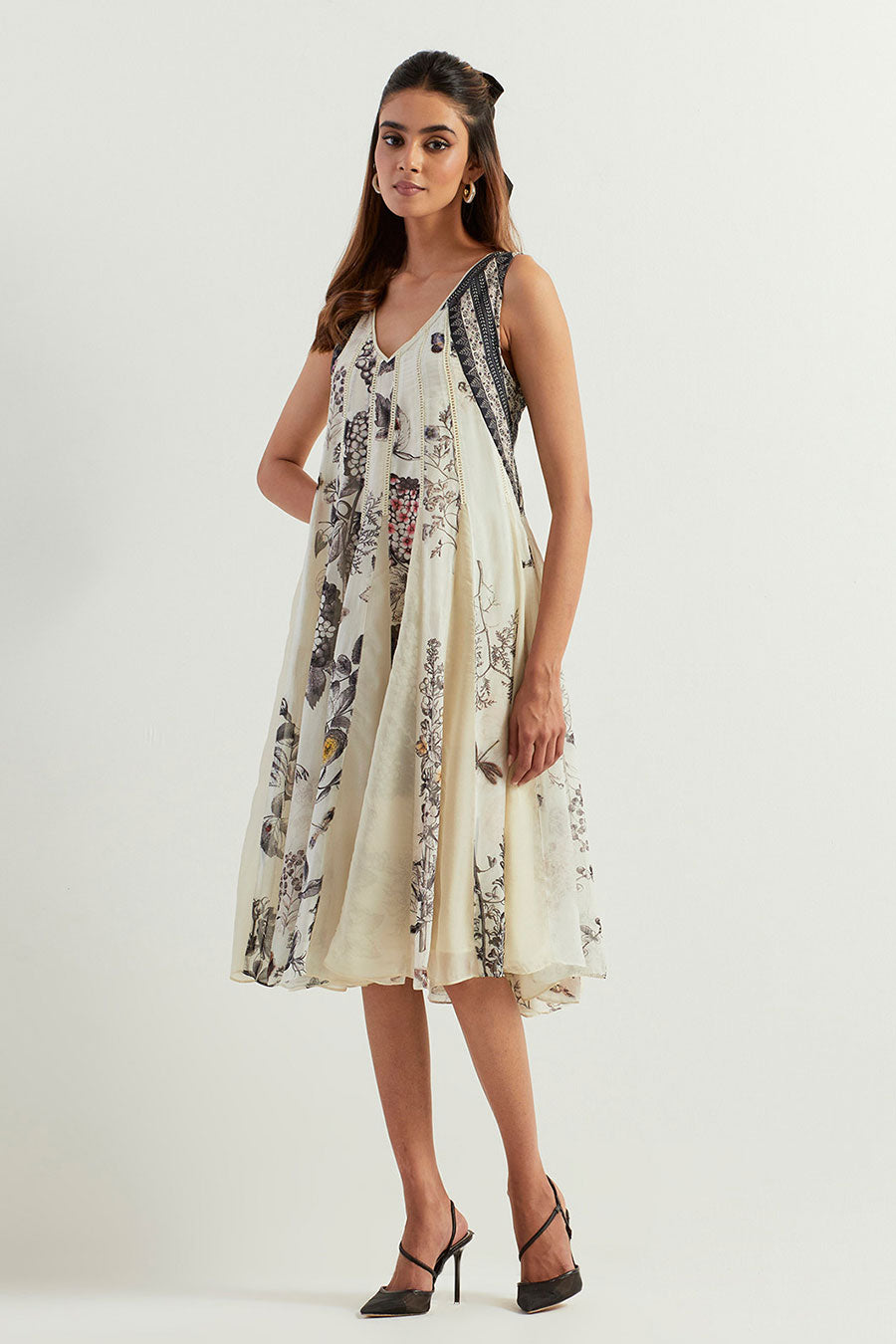 Saaya Panel Printed Lace Midi Dress