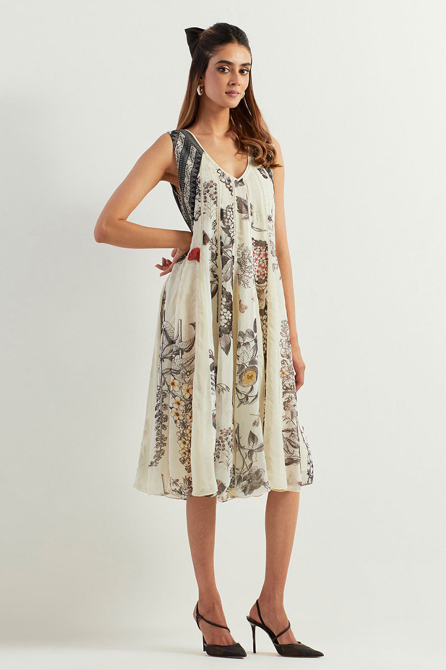 Saaya Panel Printed Lace Midi Dress