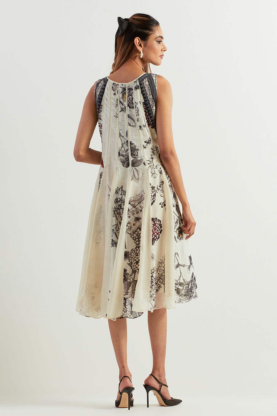 Saaya Panel Printed Lace Midi Dress