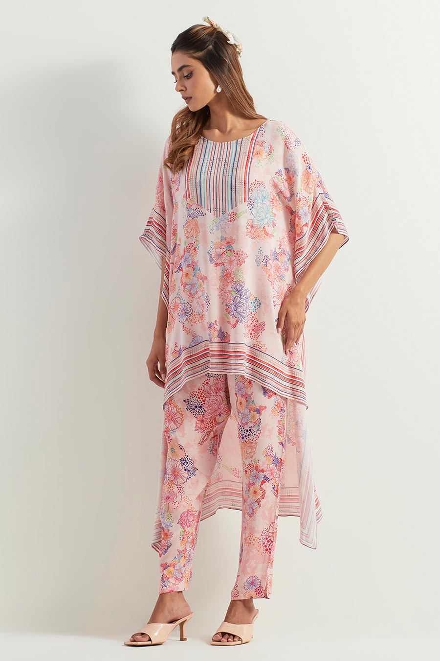 Printed High-Low Tunic & Pants Co-Ord Set