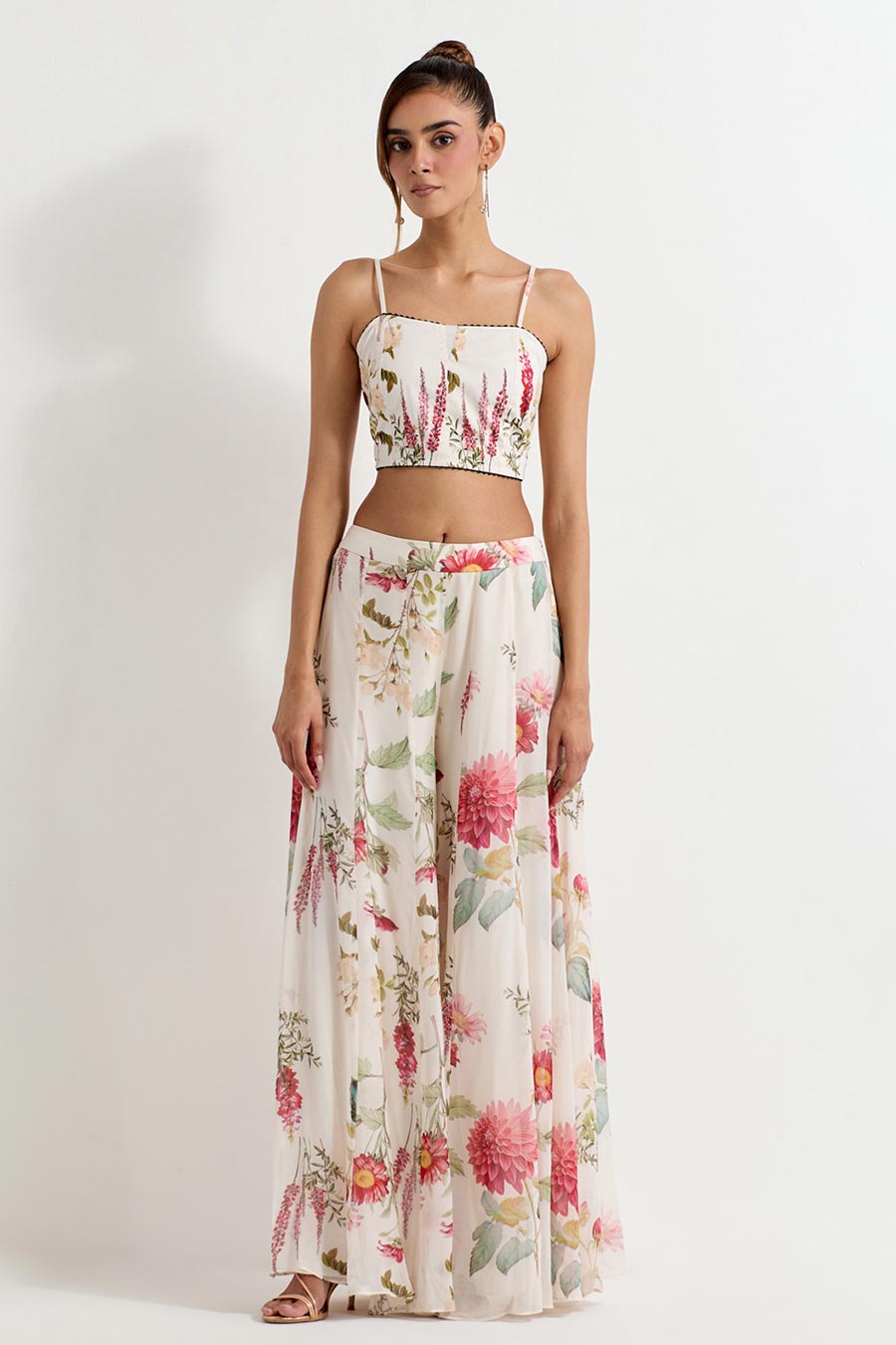 Daisy Printed Sharara Co-Ord Set With Cape