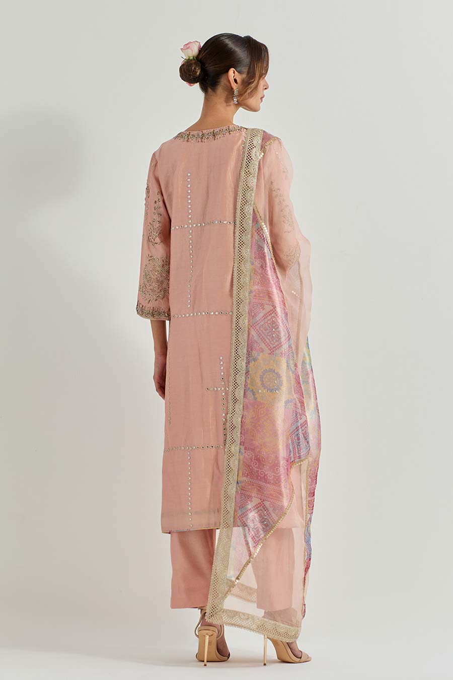 Raeth Pink Chanderi Silk Embellished Kurta Set