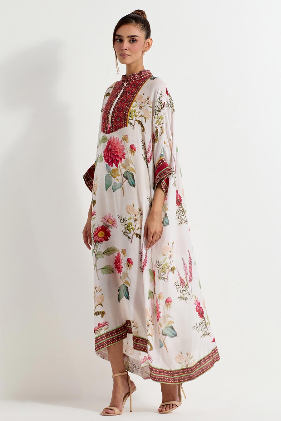 Daisy Printed Modal Silk Kaftan Dress