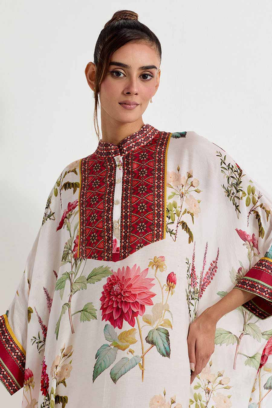 Daisy Printed Modal Silk Kaftan Dress