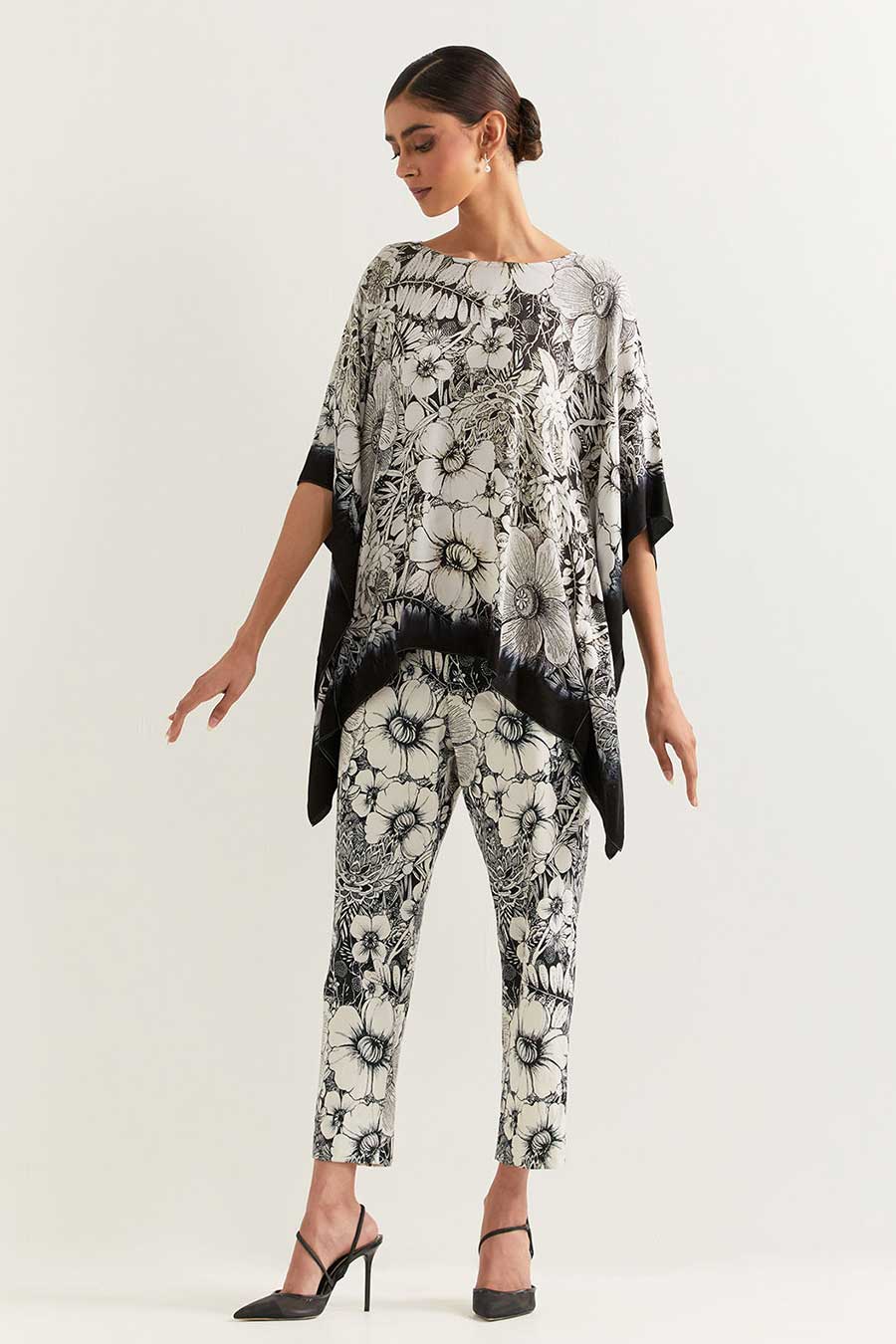 Black & White Printed Kaftan & Pant Set