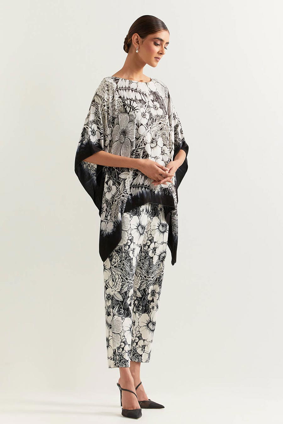 Black & White Printed Kaftan & Pant Set