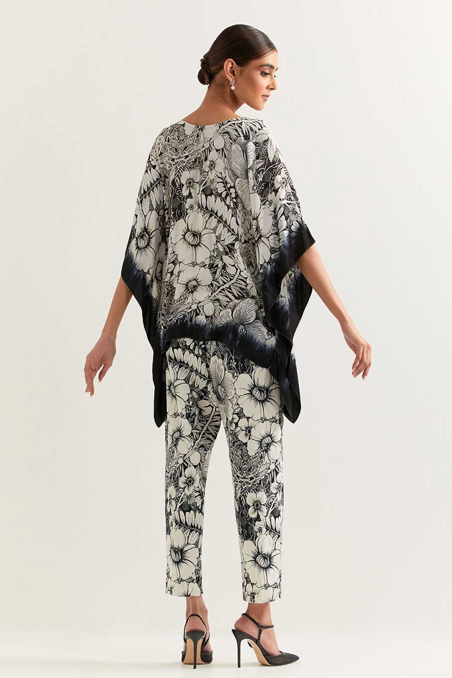 Black & White Printed Kaftan & Pant Set